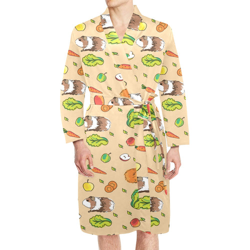 Guinea Pig Pattern Print Design 05 Men's Long Sleeve Belted Night Robe