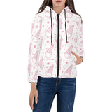 Hand drawn ice cream pattern Women's Padded Hooded Jacket