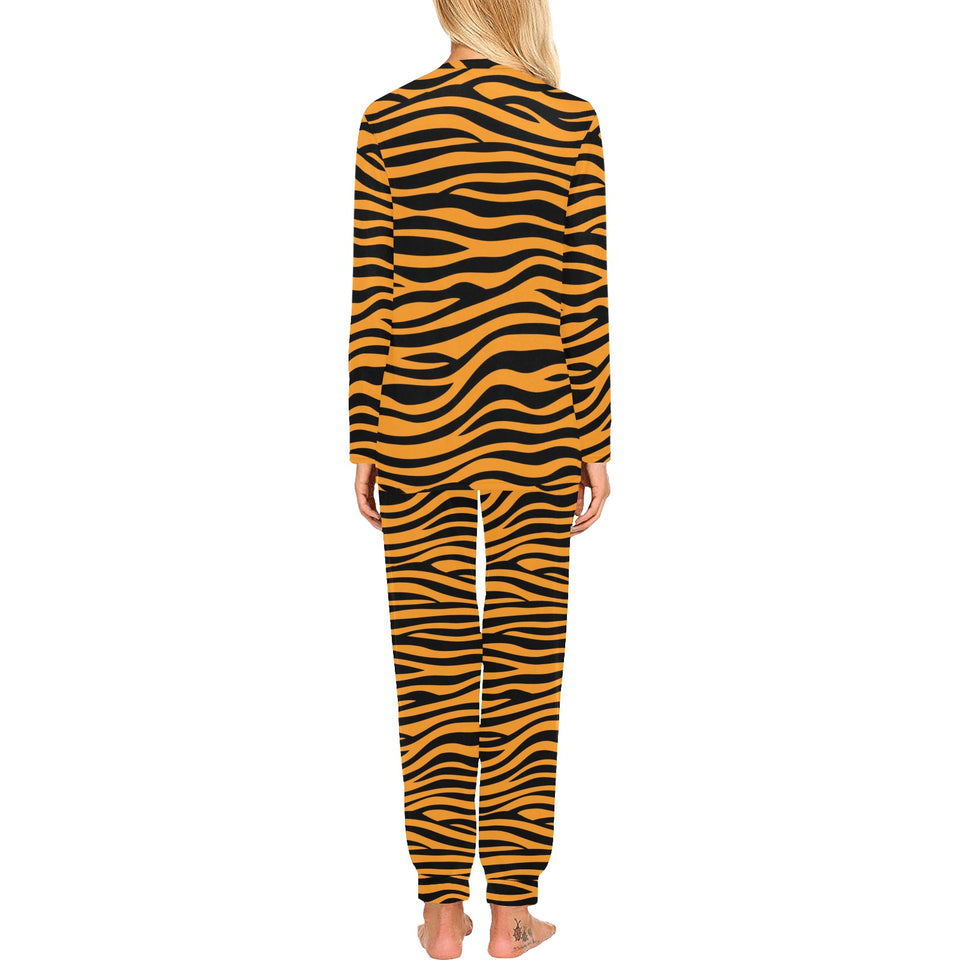 Bengal tigers skin print pattern background Women's All Over Print Pajama Set