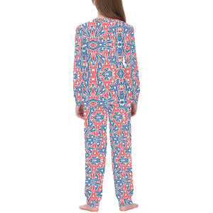 Blue Red Eiffel Tower Pattern Print Design 02 Kids' Boys' Girls' All Over Print Pajama Set