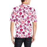 pink sketch tulip pattern Men's All Over Print Polo Shirt