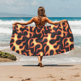 Fire flame dark pattern Beach Towel