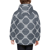 nautical steering wheel rope pattern Kids' Boys' Girls' Padded Hooded Jacket