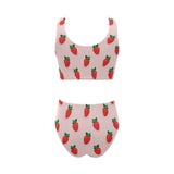 Strawberry beautiful pattern Chest Bowknot High Waisted Bikini Swimsuit