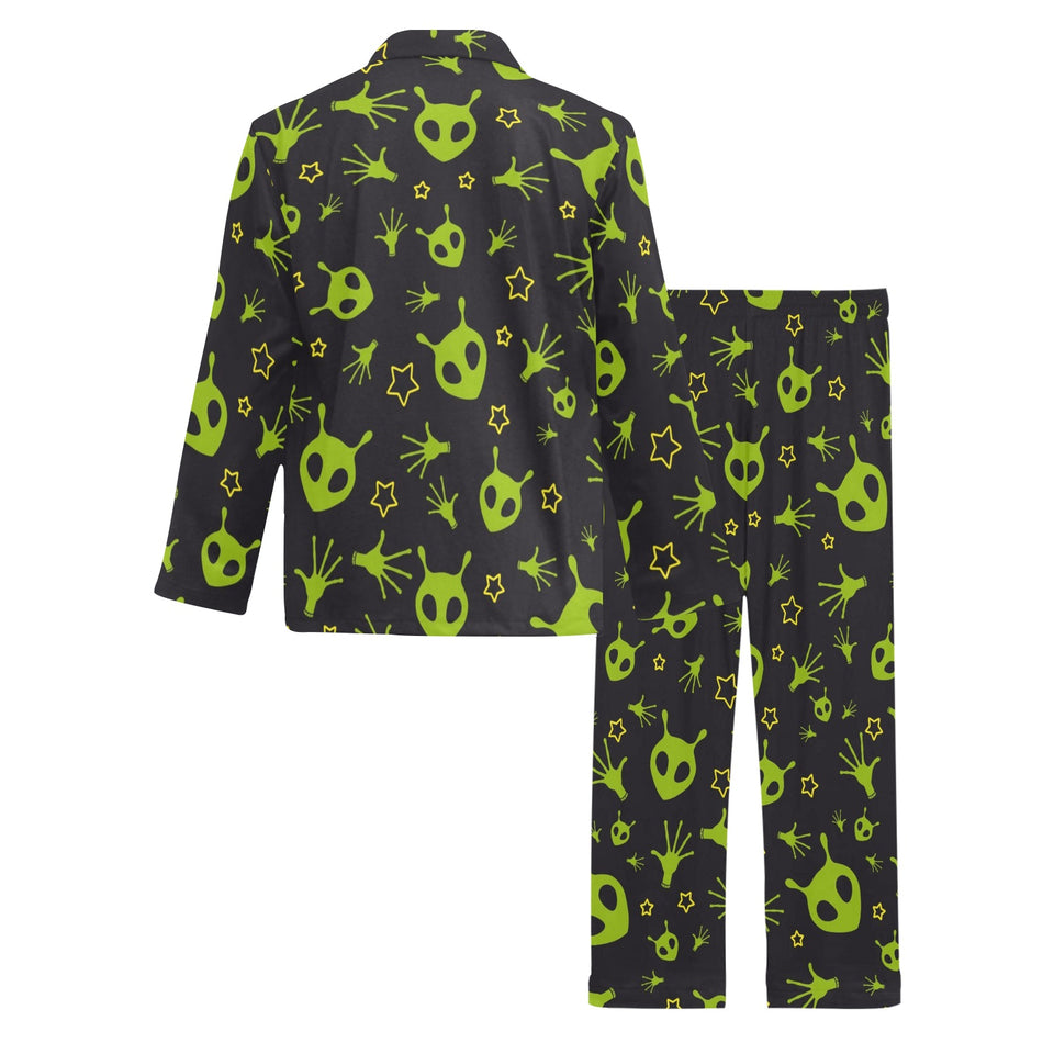 Alien Pattern Print Design 02 Men's Long Pajama Set