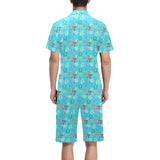 Math Pattern Print Design 02 Men's V-Neck Short Pajama Set