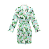 Pelican Pattern Print Design 01 Women's Long Sleeve Belted Night Robe