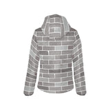 Brick Printed Pattern Print Design 05 Women's Padded Hooded Jacket