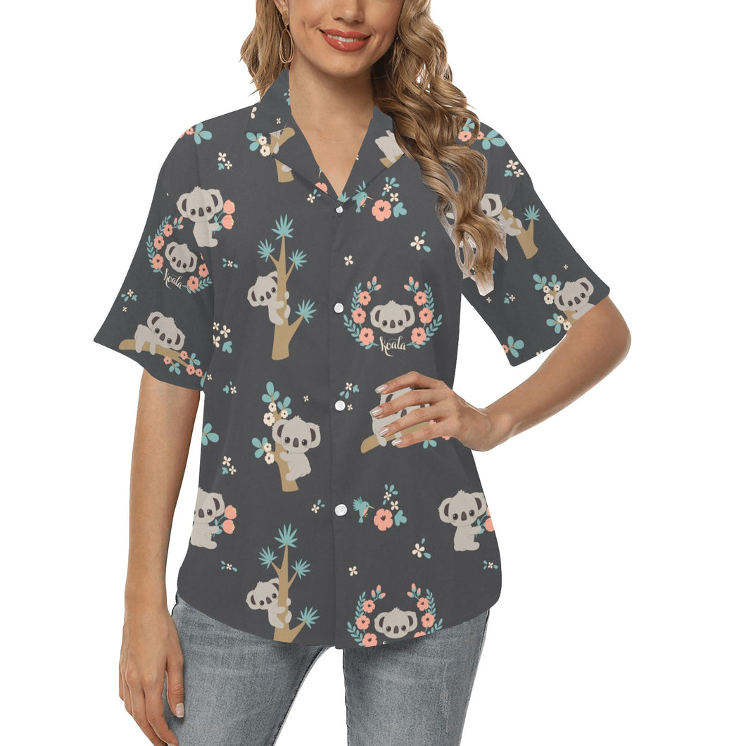 Cute koala pattern Women's All Over Print Hawaiian Shirt