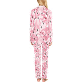 Pink flamingos pattern background Women's Long Pajama Set