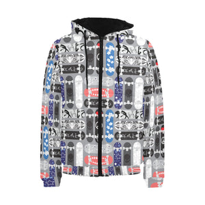 Skate Board Pattern Print Design 04 Men's Padded Hooded Jacket