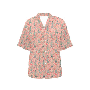 Eiffel Tower Flower Pattern Design 03 Women's All Over Print Hawaiian Shirt