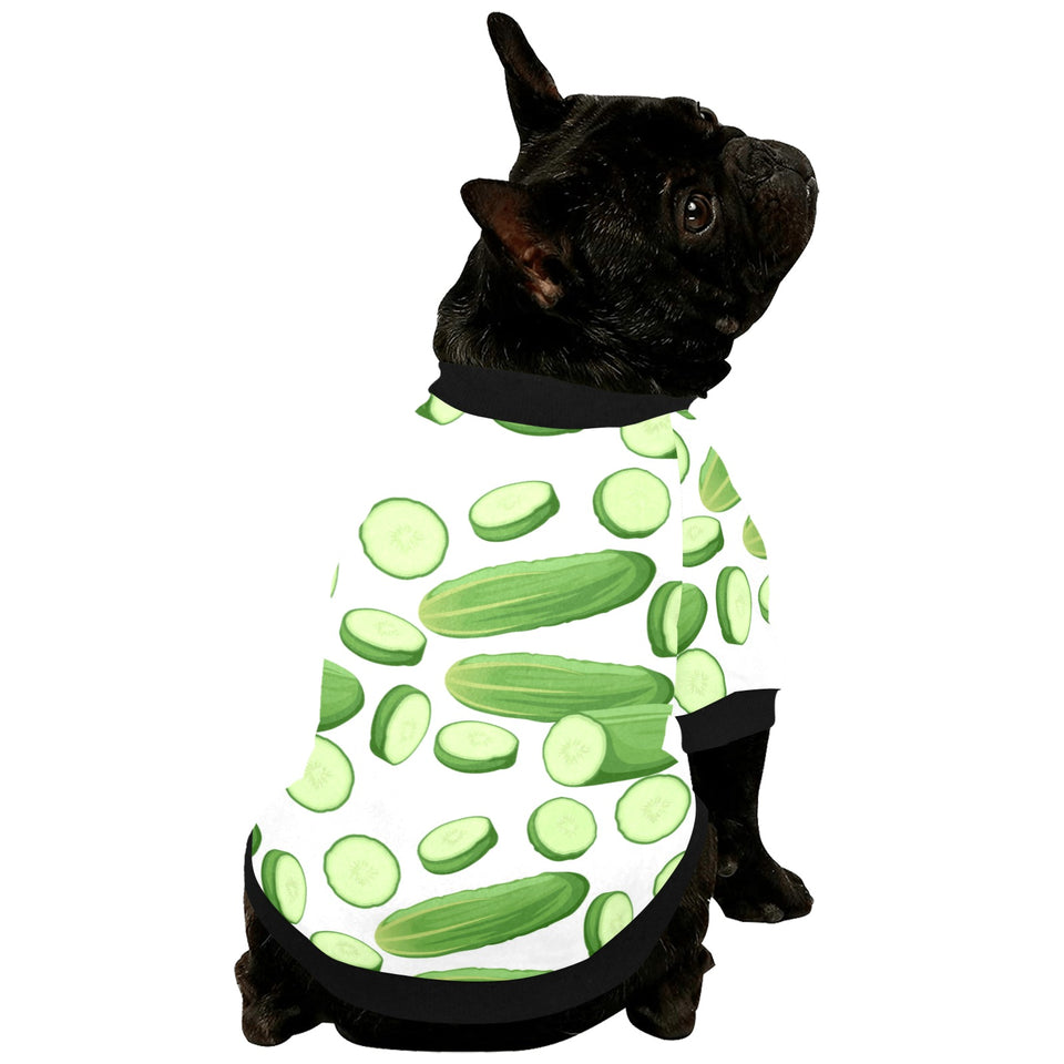 cucumber whole slices pattern All Over Print Pet Dog Round Neck Fuzzy Shirt