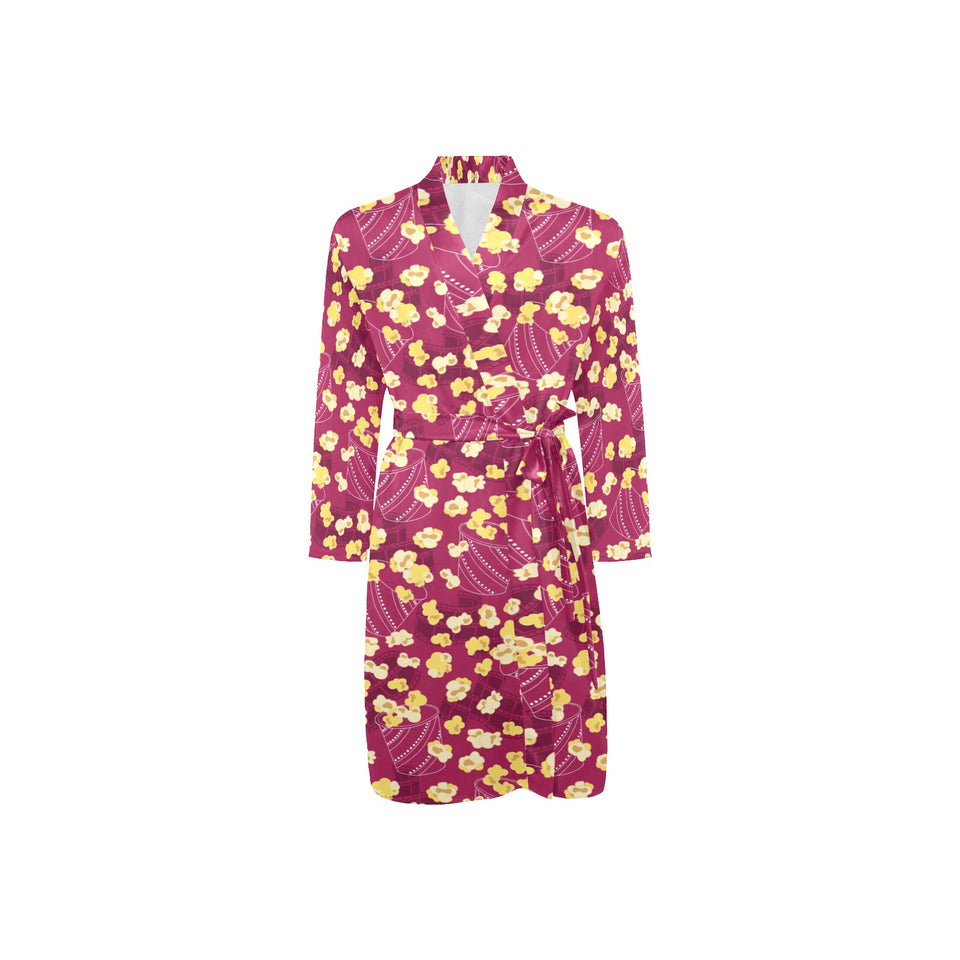Popcorn Pattern Print Design 02 Men's Long Sleeve Belted Night Robe