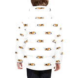 Cute beagle dog sleeping pattern Kids' Boys' Girls' Padded Hooded Jacket