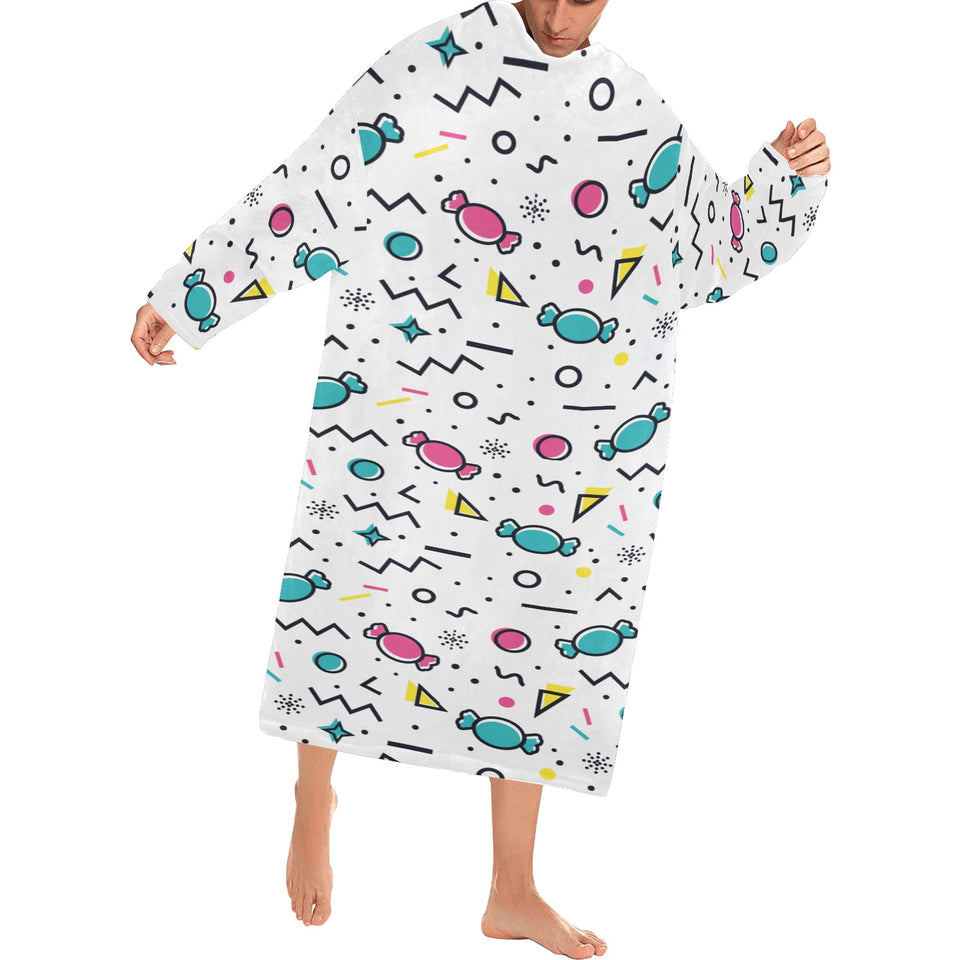 Candy design pattern Blanket Robe with Sleeves