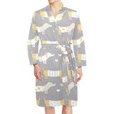 Cute dachshund dog pattern Men's Long Sleeve Belted Night Robe