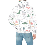 Cute cartoon dinosaurs tree pattern Men's Padded Hooded Jacket