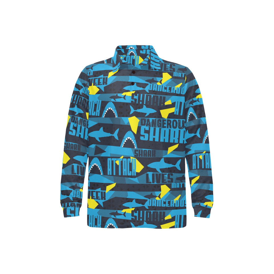 Shark dangerous Men's Long Sleeve Polo Shirt