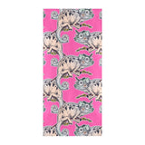 Chameleon lizard pattern pink background Beach Towel
