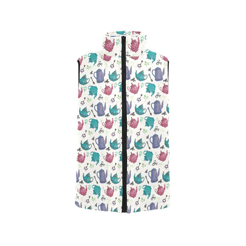 Tea pots Pattern Print Design 05 Men's Padded Vest