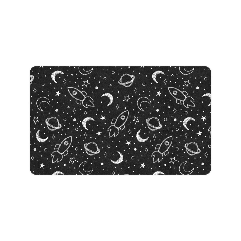 Hand drawn space rocket star planet Doormat