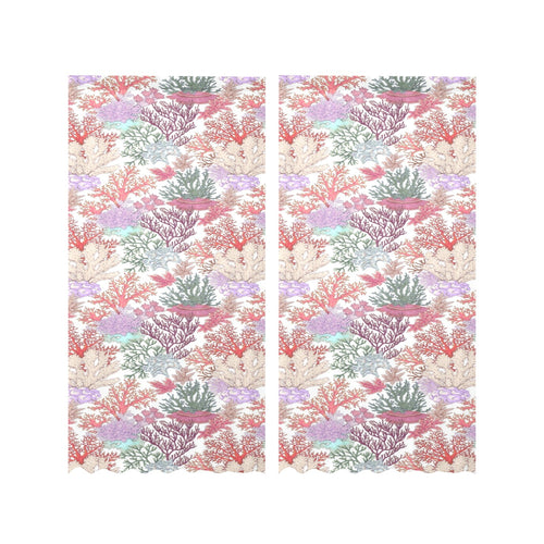 Coral Reef Pattern Print Design 03 Gauze Curtain