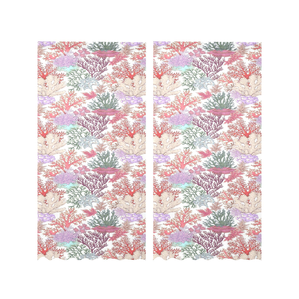 Coral Reef Pattern Print Design 03 Gauze Curtain