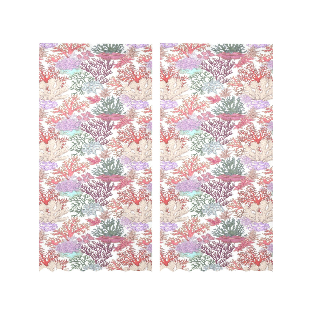 Coral Reef Pattern Print Design 03 Gauze Curtain