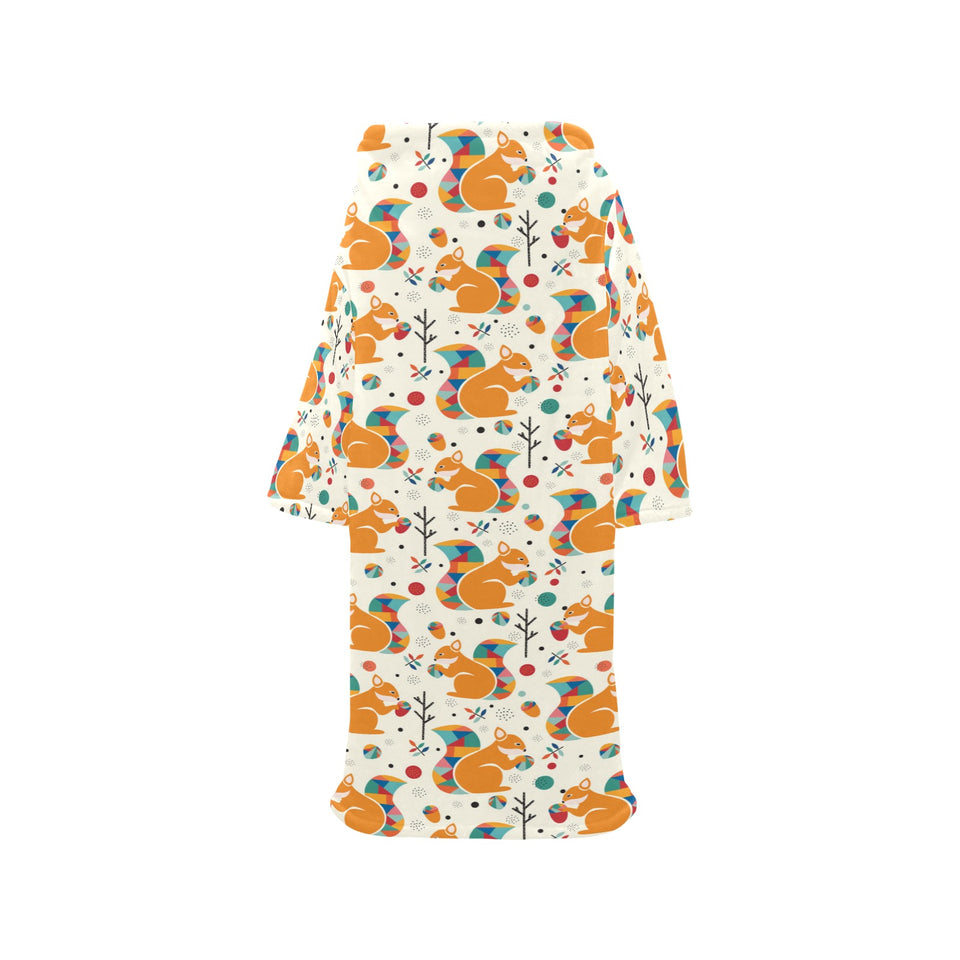 Squirrel Pattern Print Design 04 Blanket Robe with Sleeves