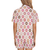 Colorful donut pattern Women's V-Neck Short Pajama Set