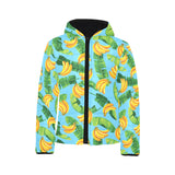 banana leaves banana design pattern Kids' Boys' Girls' Padded Hooded Jacket