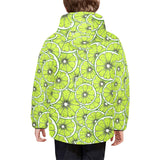 Slices of Lime design pattern Kids' Boys' Girls' Padded Hooded Jacket