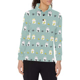 Cute hamster cheese pattern Women's Long Sleeve Polo Shirt