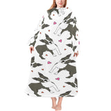 Boston terrier dog hearts vector pattern Blanket Robe with Sleeves