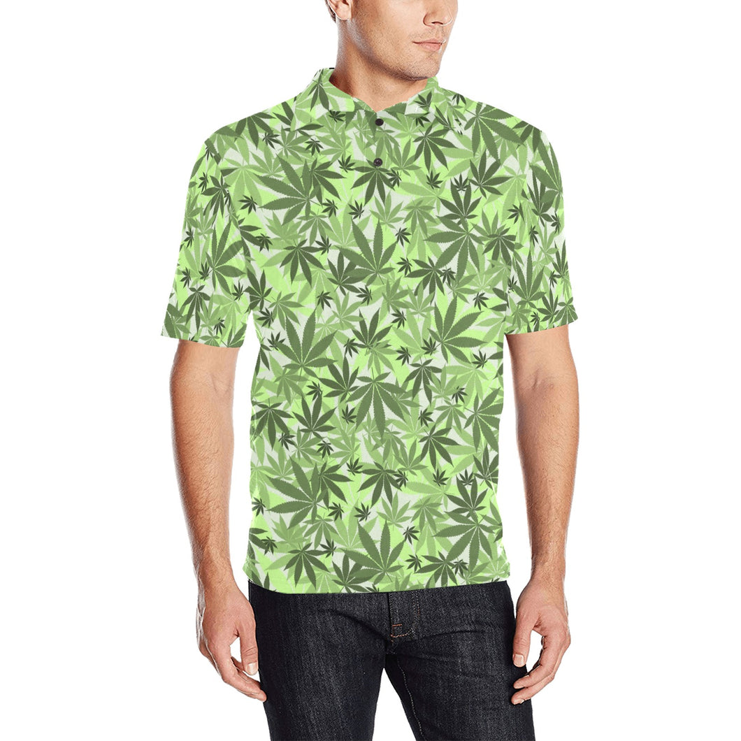 Canabis Marijuana Weed Pattern Print Design 01 Men's All Over Print Polo Shirt