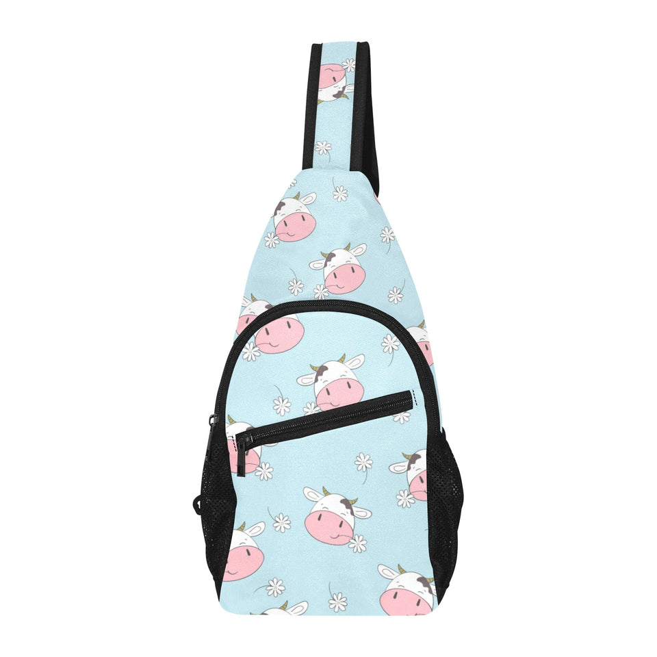 Cute cow flower pattern All Over Print Chest Bag