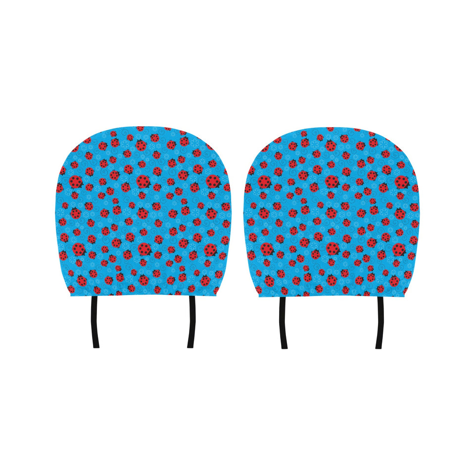 Ladybug Pattern Print Design 02 Car Headrest Cover