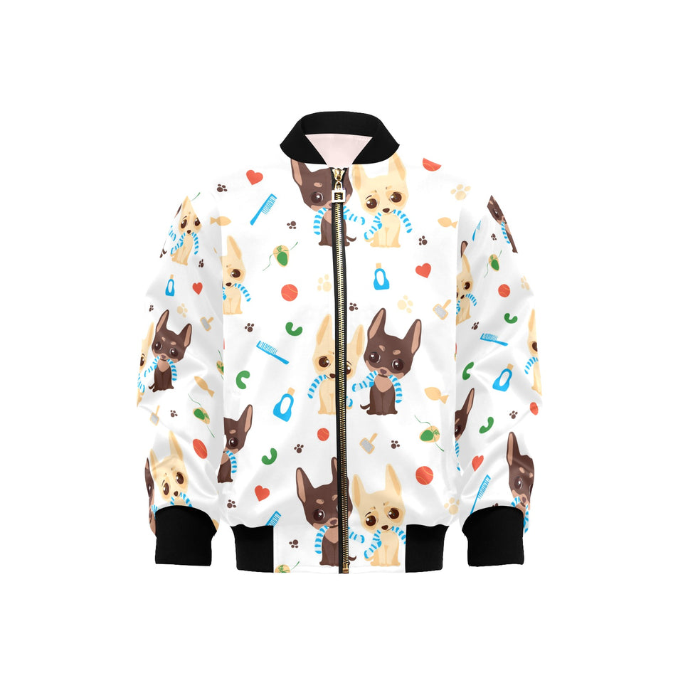 Cute Chihuahua dog pattern Kids' Boys' Girls' Bomber Jacket