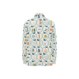 apples leaves pattern Women's Long Sleeve Polo Shirt