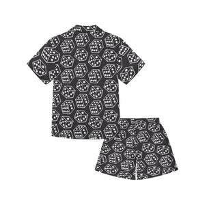 Dice Pattern Print Design 01 Kids' Boys' Girls' V-Neck Short Pajama Set