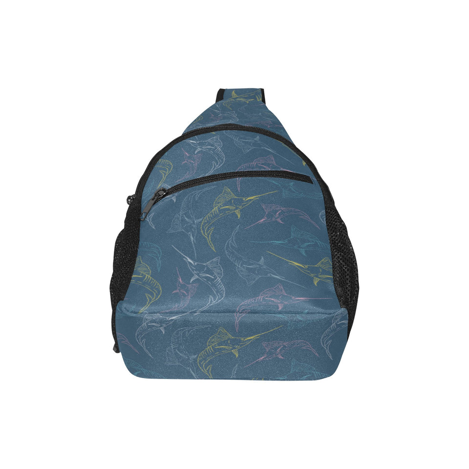 Swordfish Pattern Print Design 02 All Over Print Chest Bag