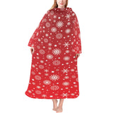 Snowflake pattern red background Blanket Robe with Sleeves