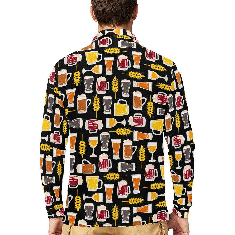 Beer type pattern Men's Long Sleeve Polo Shirt