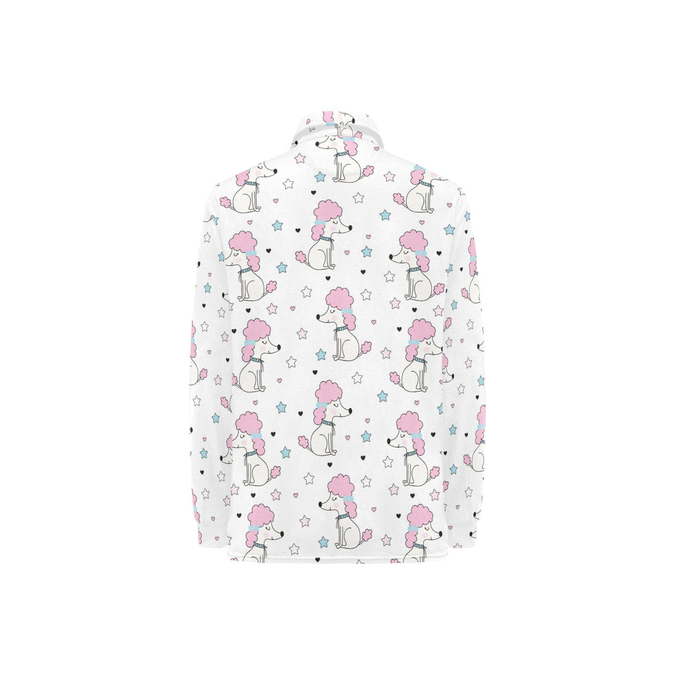 Cute poodle dog star pattern Women's Long Sleeve Polo Shirt