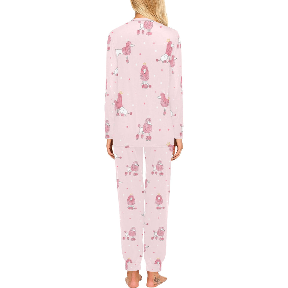 Poodle dog pink color theme Women's All Over Print Pajama Set