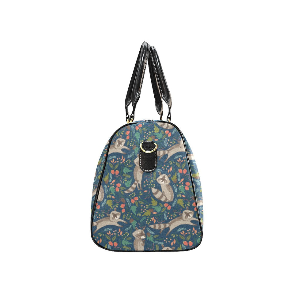 Raccoon tropical leaves pattern Travel Bag