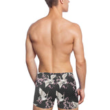 Japanese crane pink sakura pattern Men's Swimming Trunks