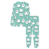 Cute sheep green background Women's All Over Print Pajama Set