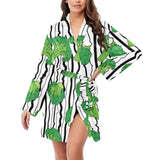 Cool Broccoli pattern Women's Long Sleeve Belted Night Robe